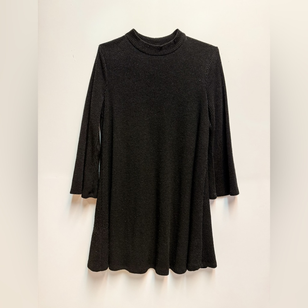 Old Navy Black Ribbed Knit Swing Dress With Mock Neck